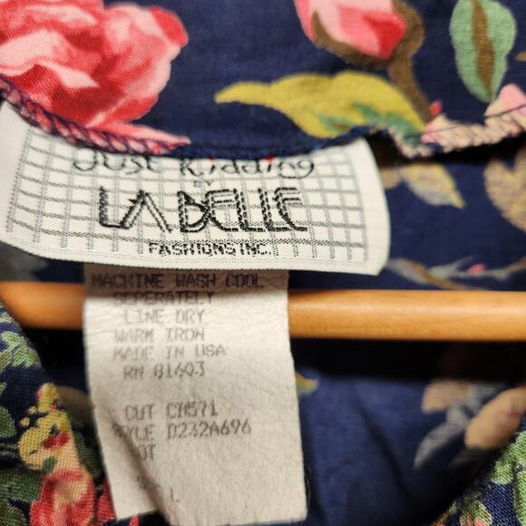 Vintage Just Kidding by LaBelle Girls Size Large Floral Romper Blue Floral - Picture 3 of 7